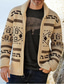 billige cardigan sweater til mænd-Herre Bluse Cardigan Strikke Strikket Abstrakt Krave Stilfuld Vintage Stil Dagligdagstøj Tøj Vinter Efterår Sort Rød M L XL