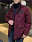 cheap Men&#039;s Downs &amp; Parkas-Men&#039;s Winter Jacket Winter Coat Parka Warm Daily Wear Work Pure Color Outerwear Clothing Apparel Casual Casual Daily Red White Black / Long Sleeve / Long / Loose Fit