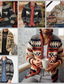 billiga cardigan tröja för män-Herr Tröja Kofta Sticka Knapp Stickat Geometrisk Tröjkrage Ledigt Kläder Höst Vinter Mörkgrå Svart M L XL / Långärmad