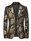 abordables blazers &amp; vestes-Mode Classique blazer Normal Homme Coupe Standard Floral Droit 1 bouton Argent Dorée 2023