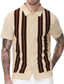 billige strik polo sweater-Herre POLO Trøje Strik Polo T-shirt Skjorte Stribet Tribal Klassisk krave Beige udendørs Hjem Toppe Muskel