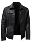 cheap Men’s Furs &amp; Leathers-Men&#039;s Faux Leather Jacket Biker Jacket Daily Wear Work Winter Long Coat Regular Fit Warm Casual Casual Daily Jacket Long Sleeve Pure Color With Belt Light Red Black