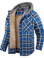 cheap Flannel Shirts-Men&#039;s Flannel Shirt Winter Jacket Jacket Plaid Hooded Green Blue Khaki Red Coffee Print Street Daily Long Sleeve Button-Down Clothing Apparel Fashion Casual Comfortable