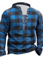 billiga 3d hoodies för män-Herr Unisex Tröja Luvtröja med knapp Kinakrage Rutig Grafiska tryck Mönster Ledigt Dagligen Sport 3D-tryck Streetwear Designer Ledigt Kläder Pull Tröjor Långärmad Blå