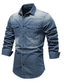 baratos camisa grossa masculina-Jaqueta masculina jaqueta jeans regular casaco de bolso azul marinho azul claro azul casual queda diária com zíper gola regular