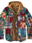 billige Herrejakker og -frakker-Herre Skjorte jakke Vinterjakke Farveblok Hættetrøje Lyseblå Grøn Blå Gul Lysebrun Daglig Ferie Lomme Retro Tøj