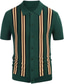 voordelige gebreide polotrui-Voor heren POLO Shirt Gebreide polo T-shirt Overhemd Gestreept Tribal Klassieke boord Groen Buiten Huis Tops Spier