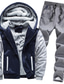 cheap Men&#039;s Tracksuits-Men&#039;s Hoodie Tracksuit Sweatsuit Fuzzy Sherpa Hoodie Jacket Denim Blue Black Blue Wine Burgundy Hooded Color Block Patchwork 2 Piece Sports &amp; Outdoor Streetwear Fleece Casual Big and Tall Winter Fall