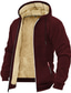 voordelige Gesnoerde stijlen Sweatshirts-Voor heren Hoodie-sweatshirt met rits Sherpa Zwart Wit Wijn Leger Groen Marineblauw Capuchon Effen Kleur Vetoketju Basic Stoer Casual Winter Kleding Hoodies Sweatshirts