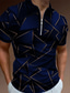 tanie Koszulki polo z nadrukiem-Męskie Koszulka polo Koszula golfowa Bluza polo Pęknięcie Wieczorne Suwak Czarny Granatowy Szary Druk 3D Ulica Codzienny Krótki rękaw Zamek 3D Odzież Moda Codzienny Oddychający Wygodny