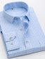 billiga Formella skjortor-Herr Skjorta Pläd / Rutig Nedvikt Grön Blå Rodnande Rosa Blå / vit Ljusblå Ledigt Dagligen Långärmad Button-Down Kläder Mode Affär Herre