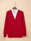 billige cardigan sweater til mænd-Herre Bluse Cardigan Strikke Knap Strikket Helfarve V-hals Vintage Stil Tøj Vinter Efterår Rødbrun Sort M L XL
