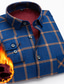 cheap Dress Shirts-Men&#039;s Shirt Flannel Jacket Plaid Turndown Black / Red Sea Blue Blue Fuchsia Dusty Blue Casual Daily Long Sleeve Button-Down Warm Clothing Apparel Cotton Basic Fashion Streetwear Comfortable