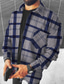cheap Flannel Shirts-Men&#039;s Flannel Shirt Shirt Jacket Shacket Fleece Shirt Shirt Overshirt Plaid Turndown Sea Blue Blue Navy Blue Black Outdoor Street Long Sleeve Button-Down Print Clothing Apparel Fashion Designer