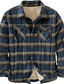 levne Tlusté košile-pánská košile bunda fleecová košile teplá ležérní bunda svrchní oblečení kostkovaná / kostkovaná šedá zelená zelená modrá podzim zima