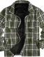 levne Tlusté košile-pánská košile bunda fleecová košile overshirt teplá ležérní bunda svrchní oblečení kostkovaná / kostkovaná růžová khaki vojenská zelená podzim zima