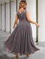 cheap With Jacket-Two Piece A-Line Wedding Guest Dresses Elegant Dress Formal Tea Length Sleeveless V Neck Chiffon with Appliques free custom size
