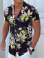 preiswerte Hawaiihemden-Herren Hemd Camp-Shirt Grafik-Shirt Aloha-Shirt Blumen Umlegekragen Schwarz Weiß Gelb Blau Purpur Print Outdoor Strasse Kurzarm Button-Down Bekleidung Modisch Designer Brautkleider schlicht