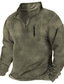 cheap Basic Hoodie Sweatshirts-Men&#039;s Sweatshirt Pullover Green Blue Khaki Gray Black Standing Collar Solid Color Zipper Going out Vintage Streetwear Casual Winter Clothing Apparel Hoodies Sweatshirts  Long Sleeve
