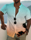 billiga Skjortor med tryck för män-Herr Skjorta Sommarskjorta Grafisk Lutning Hög krage Gul Rodnande Rosa Blå Purpur Tryck Utomhus Ledigt Kortärmad Button-Down Mönster Kläder Mode Hawaiisk Designer Ledigt