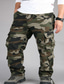 cheap Cargo Pants-Men&#039;s Cargo Pants Trousers Casual Pants Leg Drawstring Multi Pocket Straight Leg Solid Color Camouflage Comfort Breathable Full Length Casual Daily Going out 100% Cotton Sports Stylish ArmyGreen