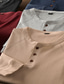 billiga grundläggande henley-Herr Waffle Henley Shirt Henleytröja T-shirts Ensfärgat Henley Kaki Ljusgrå Svart Sport Arbetskläder Långärmad Button-Down Kläder Mode Streetwear Ledigt