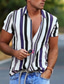 billige Skjorter med tryk til mænd-herreskjorte stribet krave street dagligt button-down print kortærmede toppe afslappet mode åndbar behagelig hvid/sommer