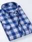 billige Pæne skjorter-herreskjorte ternet skjorte turndown havblå blå kongeblå orange rød afslappet dagligt kortærmet tøj med knapper nede, beklædning basic mode streetwear business / sommer