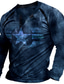 abordables Tee shirts 3D pour homme-Homme T shirt Tee Chemise Henley Shirt basique Mode Design Eté Manches Longues Bleu Vert Véronèse Bleu marine Marron Graphic Etoile Print Henley Plein Air Casual Bouton bas Imprimer Vêtements basique