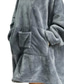 baratos Robes-Homens Pijamas Camisola Cobertor vestível Cobertor com Capuz Cor imaculada Moda Simples Felpudo Casa Poliéster Quente Respirável Capuz Long Robe Bolsos Capuz Inverno Cinzento Preto / Flanela