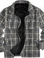 baratos Camisas grossas-Camisa masculina jaqueta de lã overshirt jaqueta casual quente agasalho xadrez/cheque rosa cáqui verde militar outono inverno