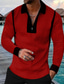 cheap Zip Polo-Men&#039;s Golf Shirt Geometry Turndown Green Blue Red Brown Light Blue 3D Print Outdoor Street Long Sleeve Zipper Print Clothing Apparel Fashion Designer Casual Breathable / Sports
