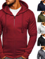 billige Basishættetrøjer og sweatshirts-herre slim fit ensfarvet hættetrøje med fuld lynlås, hipster gym, aktiv hættetrøje, vinrød