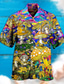 cheap Hawaiian Shirts-Men&#039;s Shirt Summer Hawaiian Shirt Mushroom Turndown Black Yellow Black / Purple Red Purple Outdoor Street 3D Button-Down Clothing Apparel Fashion Designer Casual Breathable