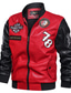 cheap Men’s Furs &amp; Leathers-Men&#039;s Faux Leather Jacket Varsity Jacket Biker Jacket Streetwear Black Blue Red