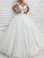 cheap Wedding Dresses-TS Formal Wedding Dresses Ball Gown V Neck Cap Sleeve Chapel Train Lace Bridal Gowns With Appliques 2024