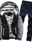 cheap Men&#039;s Tracksuits-Men&#039;s Hoodie Tracksuit Sweatsuit Fuzzy Sherpa Hoodie Jacket Denim Blue Black Blue Wine Burgundy Hooded Color Block Patchwork 2 Piece Sports &amp; Outdoor Streetwear Fleece Casual Big and Tall Winter Fall