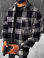 お買い得  カジュアルシャツ-男性用 シャツ フランネルシャツ シャツジャケット 格子柄 折襟 ブラック ルビーレッド ネイビーブルー ストリート 日常 長袖 ボタンダウン 衣類 ベーシック ファッション カジュアル 快適