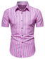 cheap Men&#039;s Casual Shirts-Men&#039;s Summer Hawaiian Shirt Summer Shirt Striped Graphic Prints Turndown Yellow Pink Blue Outdoor Daily Short Sleeve Button-Down Clothing Apparel Streetwear Designer Simple Casual