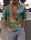 billiga Tropiska skjortor-Herr Skjorta Hawaii skjorta Grafisk Hawaiisk Aloha Grafiska tryck Design Nedvikt Svartvit Gul Purpur Grön Regnbåge Tryck Utomhus Gata Långärmad Button-Down Kläder Mode Designer Ledigt Andningsfunktion