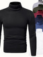 levne Pánská trička pro volný čas-podzimní zimní styl ležérní móda pánské kód čisté barvy plus sametová košile s vysokým výstřihem triko s dlouhým rukávem