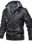 cheap Men&#039;s Jackets &amp; Coats-Men&#039;s Faux Leather Jacket Biker Jacket Hoodie Jacket Outdoor Daily Thermal Warm Windproof Pocket Fall Solid Color Sporty Casual Stand Collar Regular Black Brown Gray Jacket