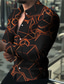 tanie Męskie koszule z nadrukiem-Męskie Koszula Wzory graficzne Geometria Wieczorne Pomarańczowy Druk 3D Na zewnątrz Ulica Długi rękaw Przycisk w dół Nadruk Odzież Moda Designerskie Codzienny Oddychający