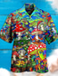 billige Hawaiiskjorts-Herre Skjorte Hawaii skjorte Sopp Aftæpning Svart Gul Svart / Lilla Rød Lilla utendørs Gate 3D Knapp ned Klær Mote Designer Fritid Pustende
