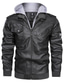 cheap Men&#039;s Jackets &amp; Coats-Men&#039;s Faux Leather Jacket Biker Jacket Hoodie Jacket Outdoor Daily Thermal Warm Windproof Pocket Fall Solid Color Sporty Casual Stand Collar Regular Black Brown Gray Jacket