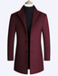 cheap Men&#039;s Jackets &amp; Coats-Men&#039;s Overcoat Wool Coat Trench Coat Winter Regular Wool Woolen Daily Wear Navy Wine Red Black Brown Gray / Warm