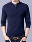 cheap Men&#039;s Henley Shirts-Men&#039;s Henley Shirt Tee Solid Color Henley claret Black Navy Blue Grey White Street Daily Long Sleeve Button-Down Clothing Apparel Cotton Basic Sports Fashion Simple