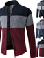 cheap Men&#039;s Cardigan Sweater-Men&#039;s Cardigan Sweater Ribbed Knit Knitted Color Block Standing Collar Warm Ups Modern Contemporary Daily Wear Going out Clothing Apparel Fall &amp; Winter Red Blue M L XL / Long Sleeve / Long Sleeve