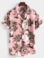 baratos Camisas havaianas-Homens Camisa Social Camisa havaiana camisa de verão Camisa Gráfica Camiseta Aloha Coqueiro Colarinho Branco Rosa Azul Verde Ao ar livre Rua Manga Curta Botão para baixo Roupa Algodão Havaiana