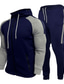 cheap Men&#039;s Tracksuits-Men&#039;s Tracksuit Sweatsuit Navy Blue Gray White Black Standing Collar Color Block Drawstring 2 Piece Sports &amp; Outdoor Daily Sports Basic Casual Big and Tall Fall Spring Clothing Apparel Hoodies